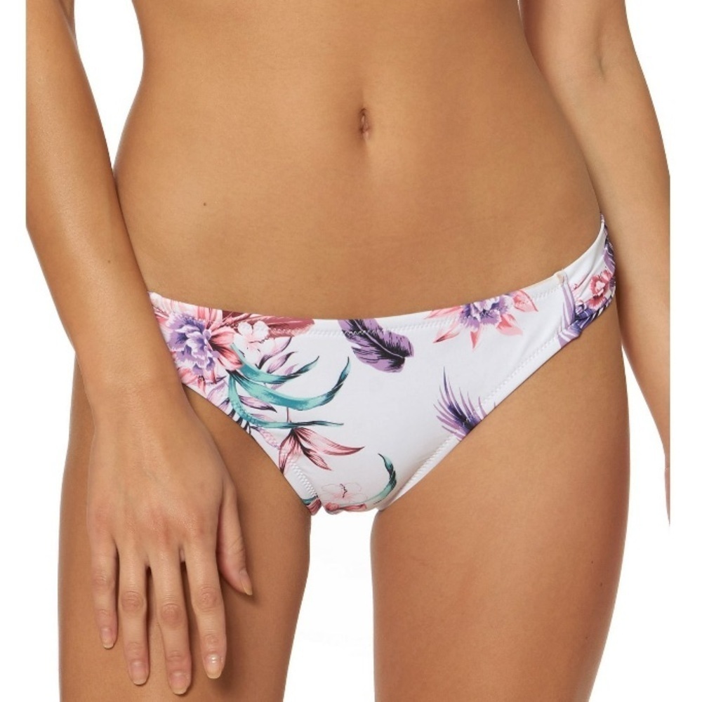 Jessica Simpson WHITE Floral-Print Hipster Bikini Swim Bottom,